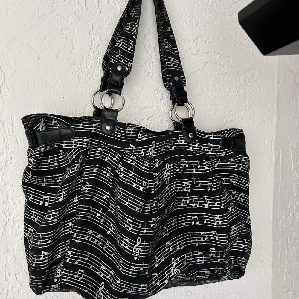 Black and White Music purse/Tote Bag with pockets inside